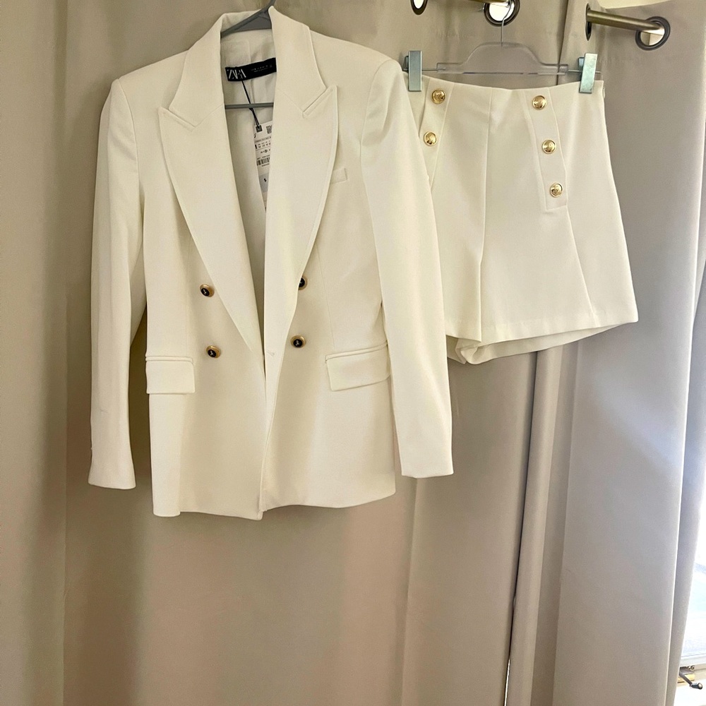 Zara white suit, blazer and shorts